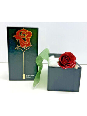 Vtg 1979 Real Rose Stick Hat Pin Brooch CHRYSTALLE  Jewelry Preserved Lacquer